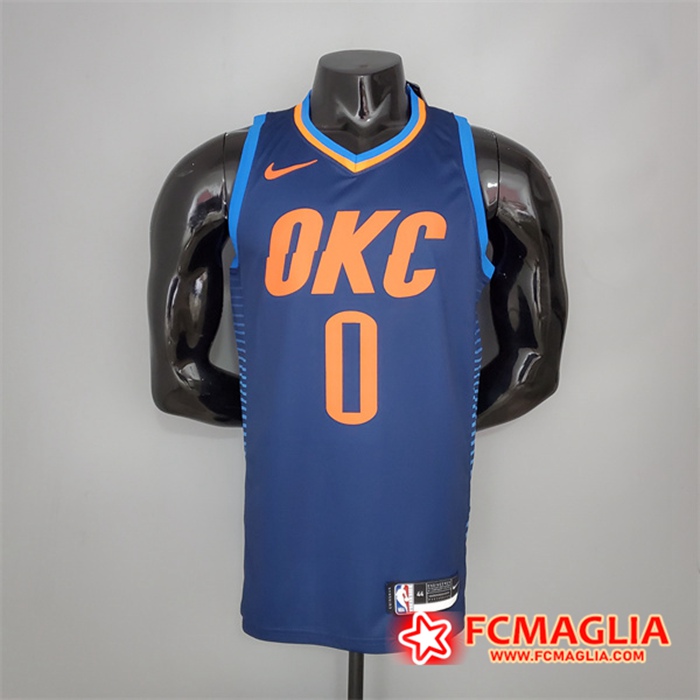 Maglia Oklahoma City Thunder (Westbrook #0) Blu Stripes