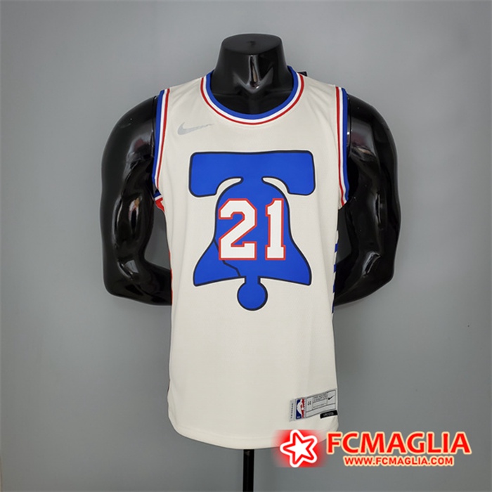 Maglia Philadelphia 76ers (Embiid #21) 2021 Beige Bonus Edition