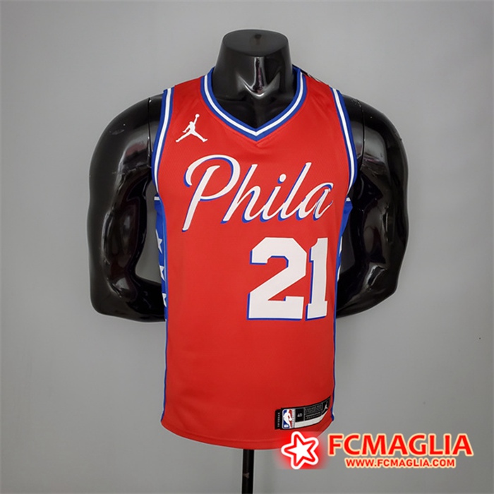 Maglia Philadelphia 76ers (Embiid #21) 2021 Rosso Jordan Themed