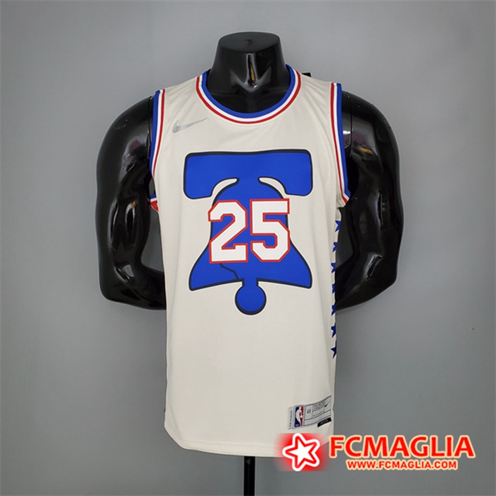 Maglia Philadelphia 76ers (Simmons #25) 2021 Beige Bonus Edition