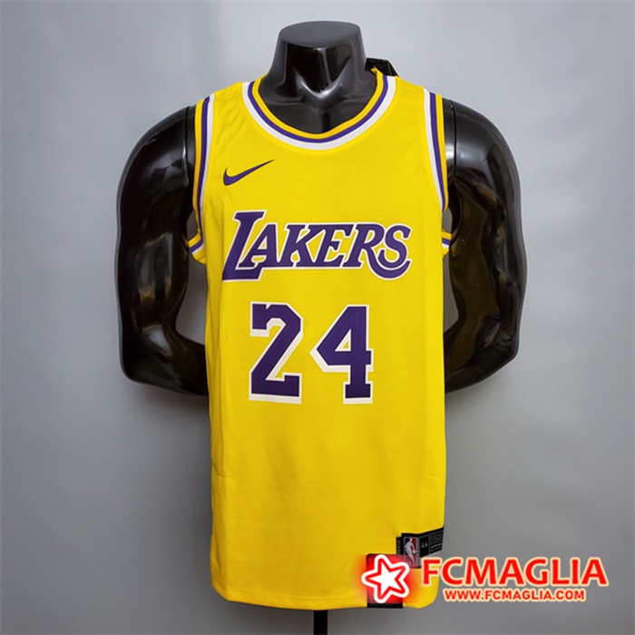 Maglia Los Angeles Lakers (Bryant #24) Giallo Encolure Ronde