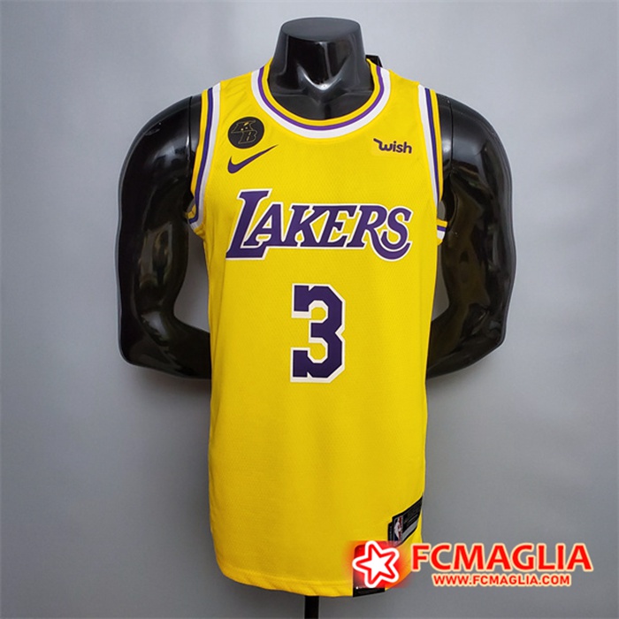 Maglia Los Angeles Lakers (Davis #3) Giallo Encolure Ronde Commemorative Edition