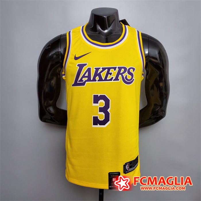 Nuova Maglia Los Angeles Lakers (Davis #3) Giallo Encolure Ronde