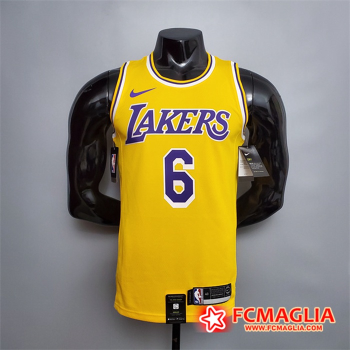 Maglia Los Angeles Lakers (James #6) Giallo Encolure Ronde