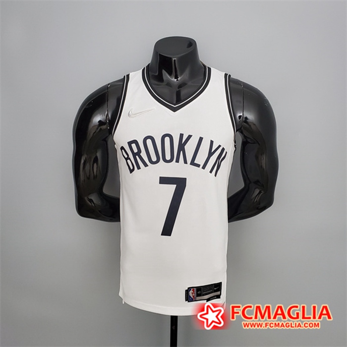 Maglia Brooklyn Nets (Durant #7) Bianco 75th Anniversary