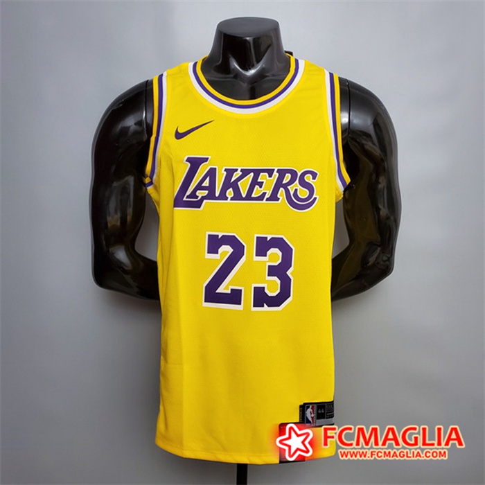 Maglia Los Angeles Lakers (James #23) Giallo Encolure Ronde