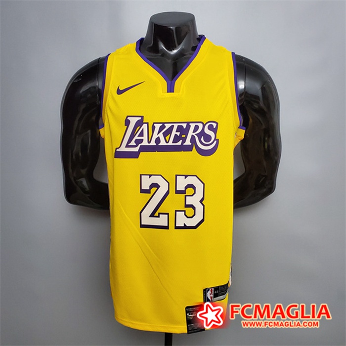 Maglia Los Angeles Lakers (James #23) Giallo V-collerette City Edition