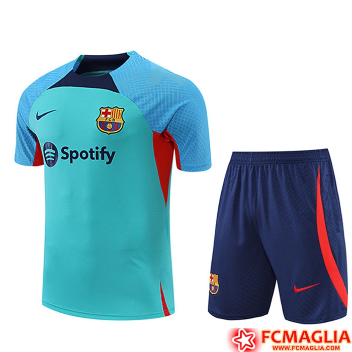 Kit Maglia Allenamento + Pantaloncini FC Barcellona Blu 2022/2023