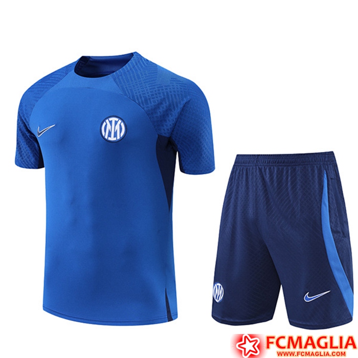 Kit Maglia Allenamento + Pantaloncini Inter Milan Blu 2022/2023