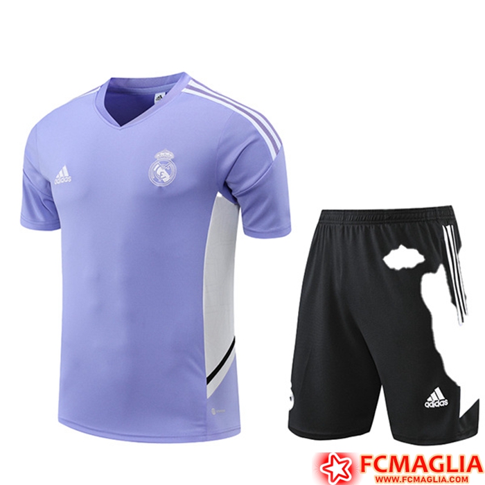 Kit Maglia Allenamento + Pantaloncini Real Madrid viola 2022/2023