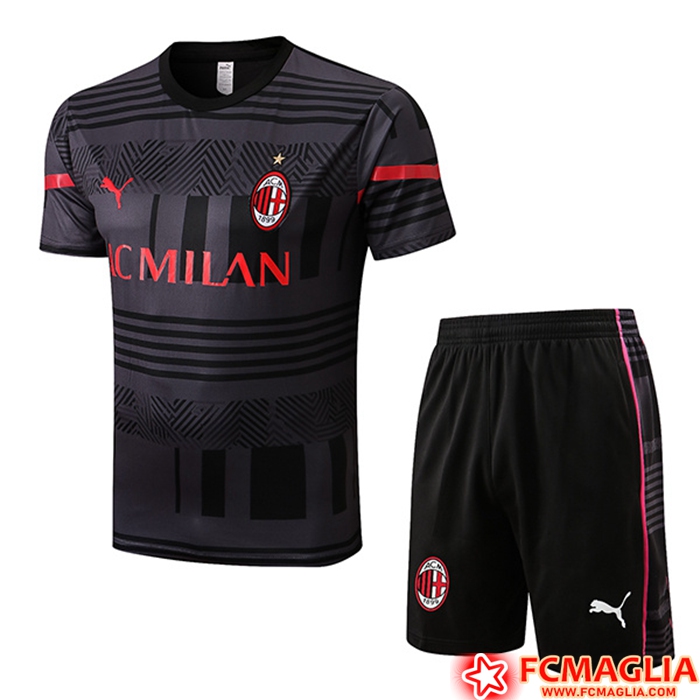Kit Maglia Allenamento + Pantaloncini AC Milan Grigio 2022/2023
