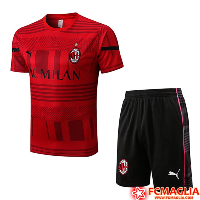 Kit Maglia Allenamento + Pantaloncini AC Milan Rosso 2022/2023
