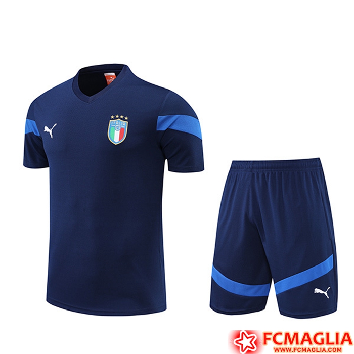 Kit Maglia Allenamento + Pantaloncini Italia blu navy 2022/2023