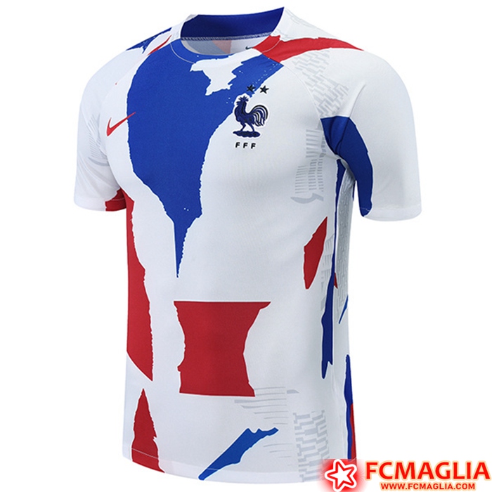 T Shirt Allenamento Francia Rosso/Nero/Bianco 2022/2023