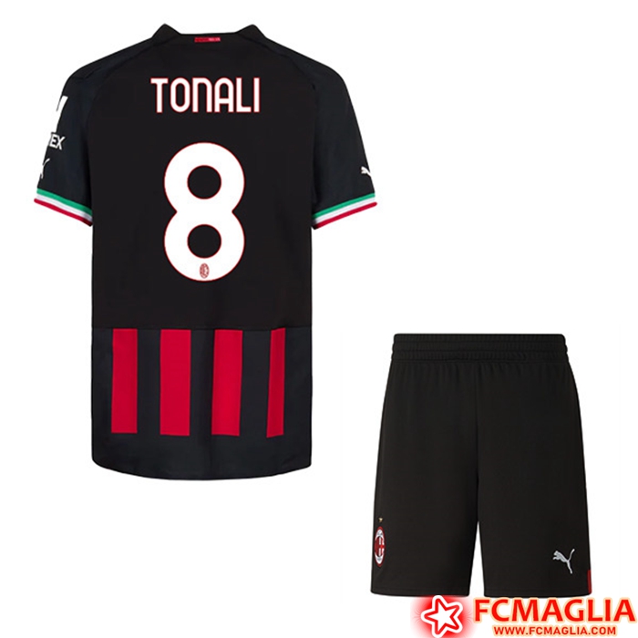 Maglie Calcio AC Milan (TONALI #8) Bambino Prima 2022/23