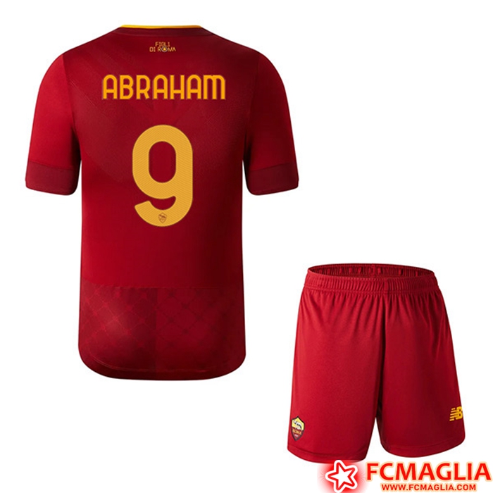 Maglie Calcio AS Roma (ABRAHAM #9) Bambino Prima 2022/23