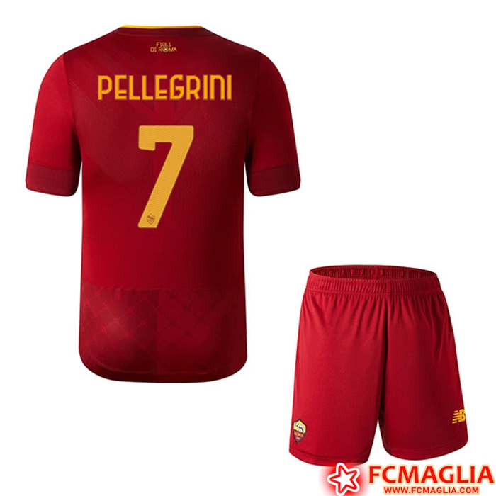 Maglie Calcio AS Roma (PELLEGRINI #7) Bambino Prima 2022/23