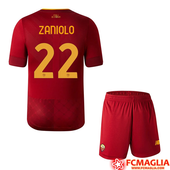 Maglie Calcio AS Roma (ZANIOLO #22) Bambino Prima 2022/23