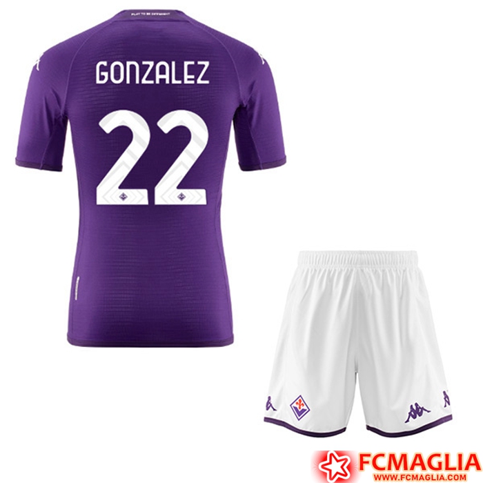 Maglie Calcio ACF Fiorentina (GONZALEZ #22) Bambino Prima 2022/23