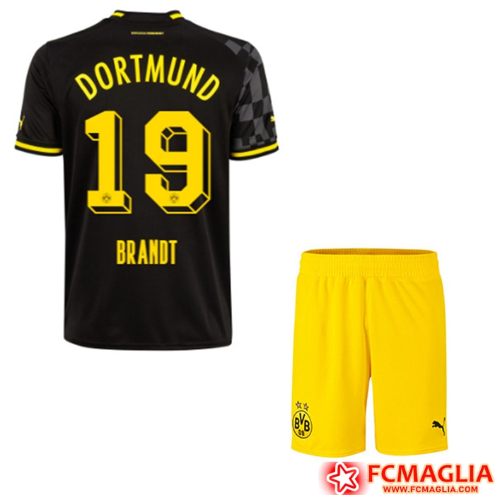 Maglie Calcio Dortmund BVB (BRANDT #19) Bambino Seconda 2022/23