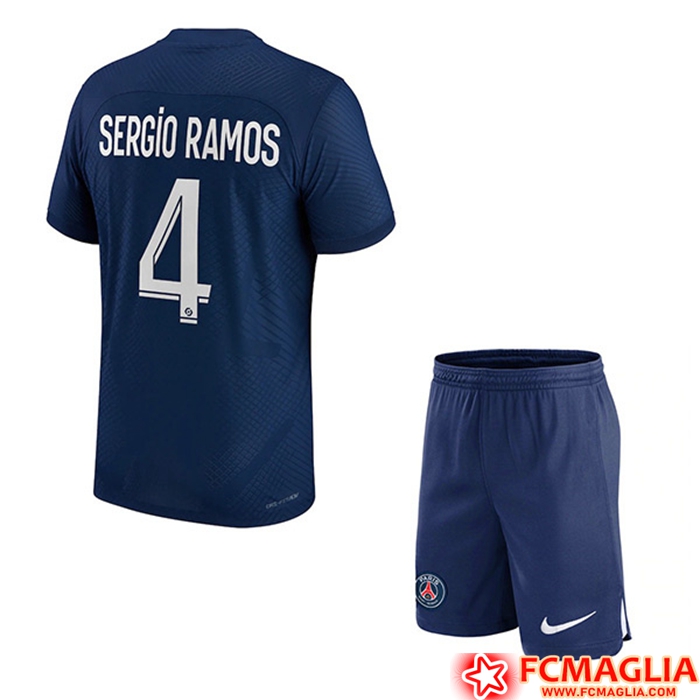 Maglie Calcio PSG (SERGIO RAMOS #4) Bambino Prima 2022/23