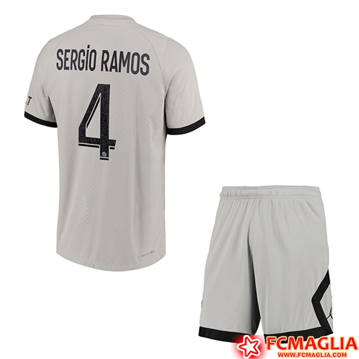 Maglie Calcio PSG (SERGIO RAMOS #4) Bambino Seconda 2022/23