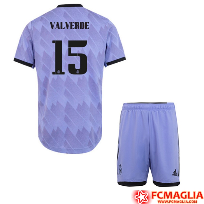 Maglie Calcio Real Madrid (VALVERDE #15) Bambino Seconda 2022/23