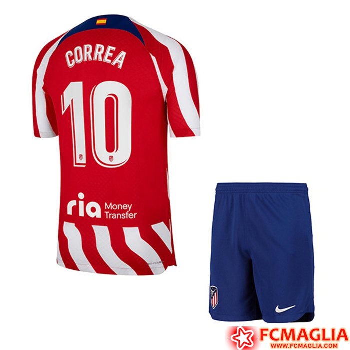 Maglie Calcio Atletico Madrid (CORREA #10) Bambino Prima 2022/23