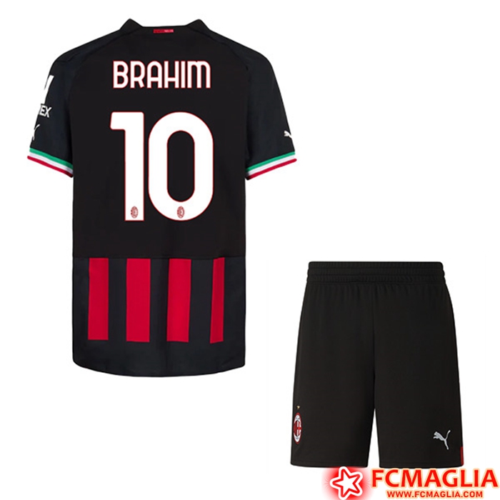 Maglie Calcio AC Milan (BRAHIM #10) Bambino Prima 2022/23