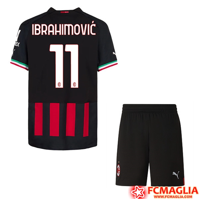 Maglie Calcio AC Milan (IBRAHIMOVIĆ #11) Bambino Prima 2022/23