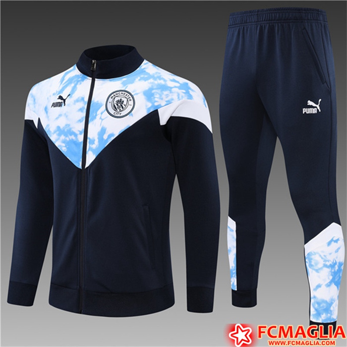 Insieme Tuta Calcio - Giacca Manchester City Bambino blu navy/Bianco 2022/2023