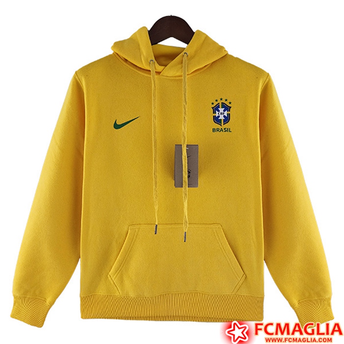 Le Nuove Felpa Allenamento Cappuccio Brasile Giallo 2022 2023 Prezzo