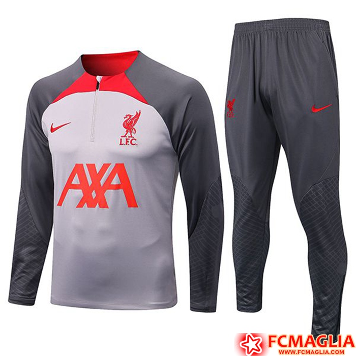 Numeri Insieme Tuta Calcio FC Liverpool Grigio Chiaro 2022 2023 Poco Prezzo