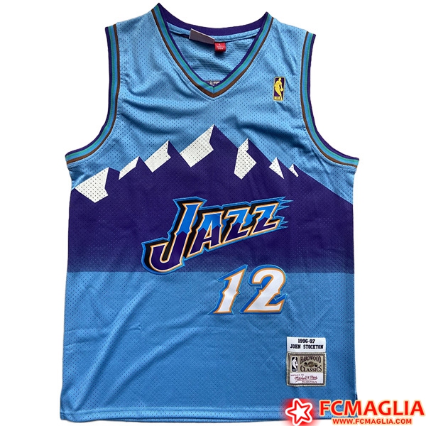 Nuove Maglia Utah Jazz STOCKTON 12 2023 24 Azzurro A Poco Prezzo