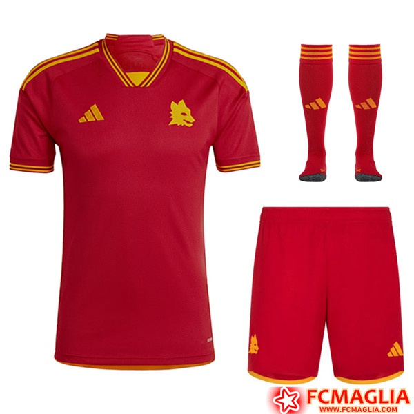 Completo Maglia Roma Home - Maglia, Pantaloncino E Calzettoni | Replica Ufficiale 2021-2022 - Foto 2