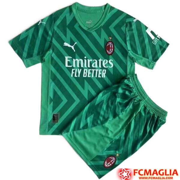 Nuova Maglie Calcio AC Milan Bambino Portiere Verde 2023/2024 Basso Prezzo