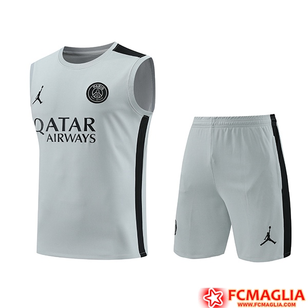 Nuove Kit Canotta Allenamento Pantaloncini PSG Bianco Nero 2023