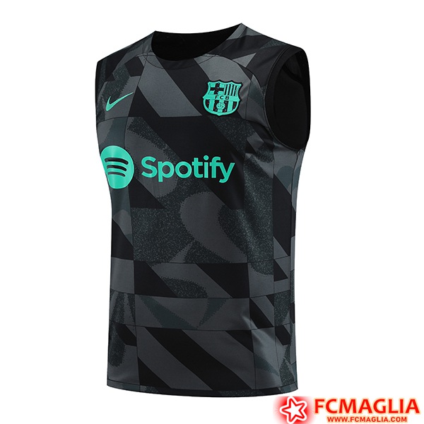 Le Nuove Canotta Allenamento FC Barcellona Nero Grigio Verde 2023 2024 Prezzo