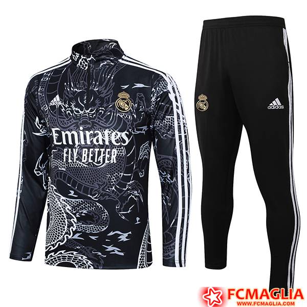 Le Nuove Insieme Tuta Calcio Real Madrid Grigio/Nero/Bianco 2023/2024