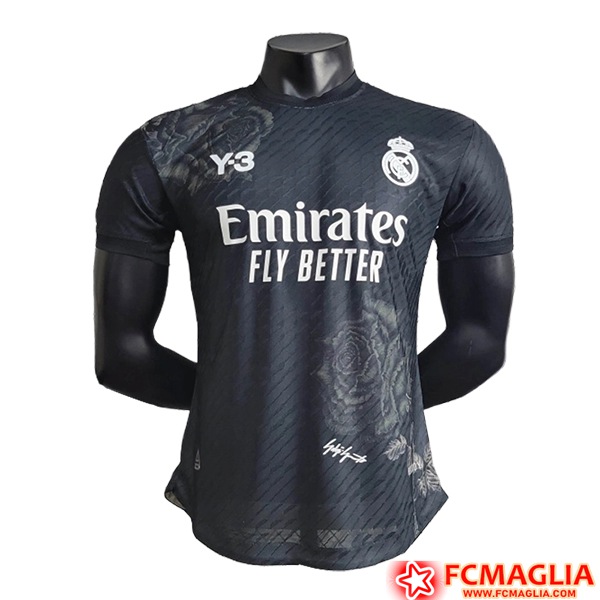Nuova Maglie Calcio Real Madrid Y3 Nero Special Edition 2024 2025 Basso Prezzo